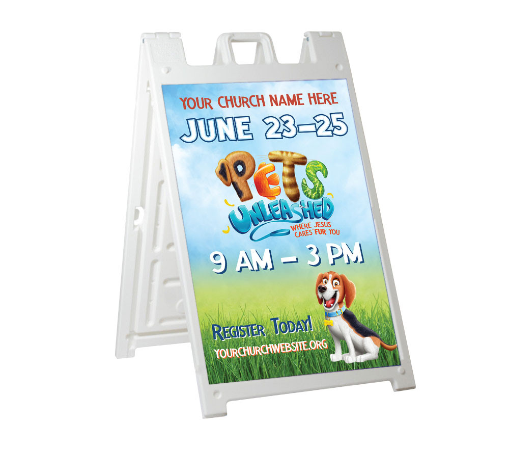 Deluxe A-Frame Sandwich Board Street Signs (24"x36") - Pets Unleashed VBS - AFPET003
