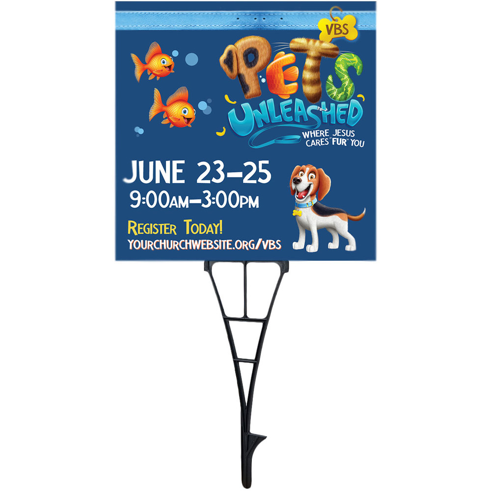 Customizable VBS Yard Signs - Pets Unleashed - 24x24 Printed Size - YPET001
