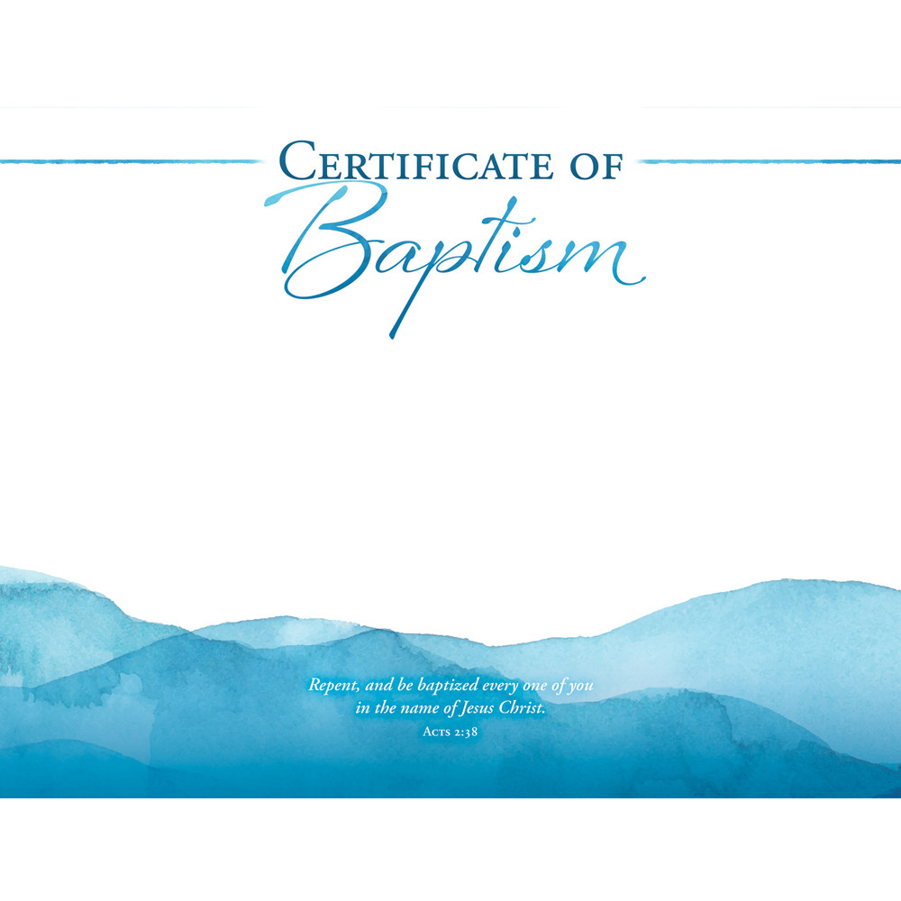 Certificates - Baptism 8.5 x 11 - Certificate of Baptism - Acts 2:38 - Pack of 6 - U4382