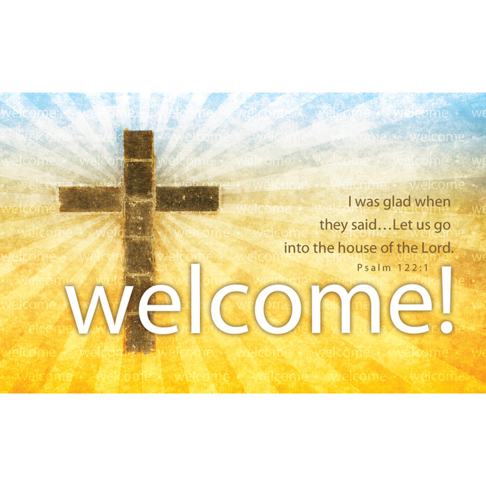 Pew Cards - 3" x 5" - Welcome - Cross & Sunrays - Ps 122:1 - Pack of 50 - U2119