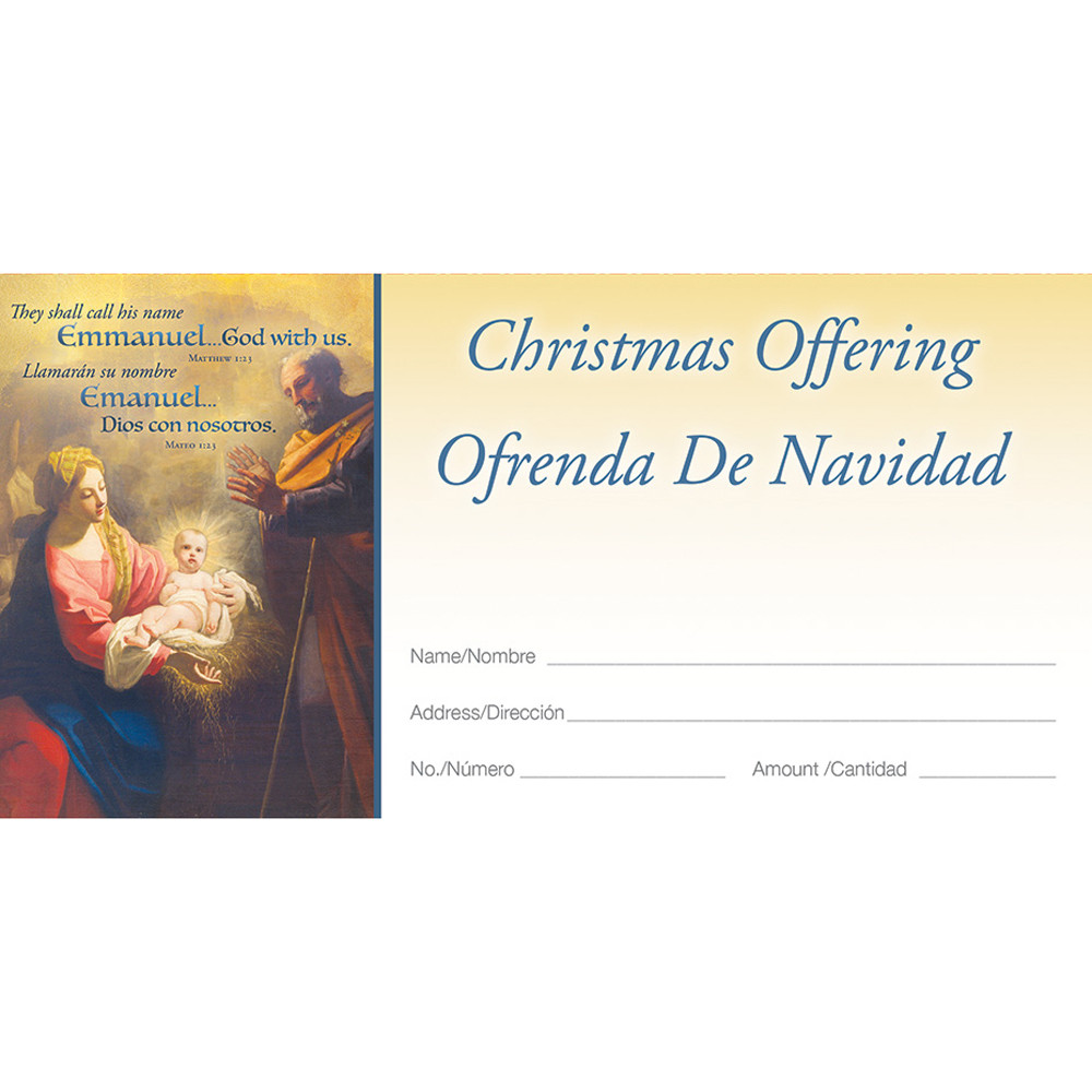 Offering Envelope - Christmas - Bilingual - They shall call his name... - Matt 1:23/Mateo 1:23 - Pack of 100 - H4174ES