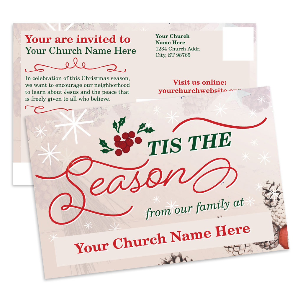 Customizable Christmas Postcards - Tis The Season - PCFA231200