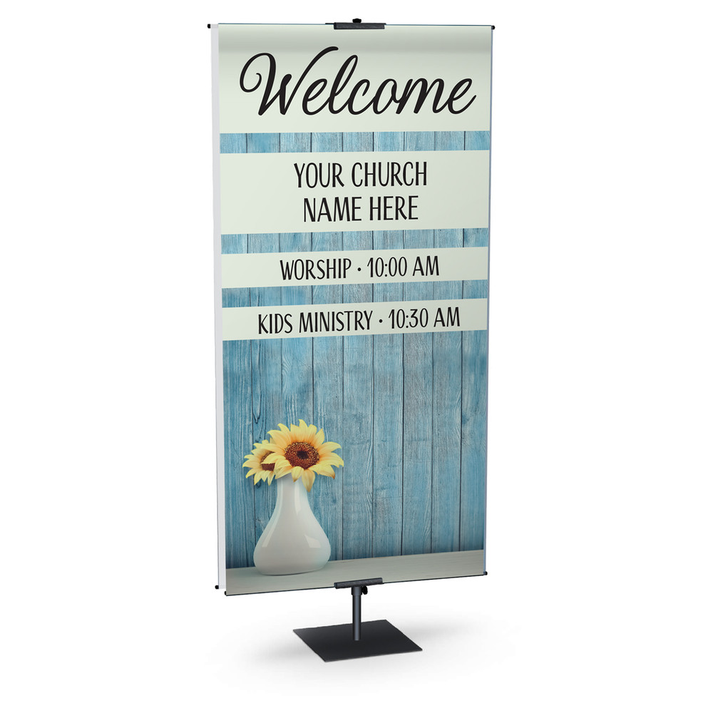 Church Banner - Welcome - Sky Blue Fence