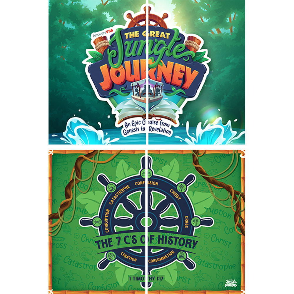 Scene Setter - Logo and wheel - 4 panels - Jungle Journey Answers VBS 2024