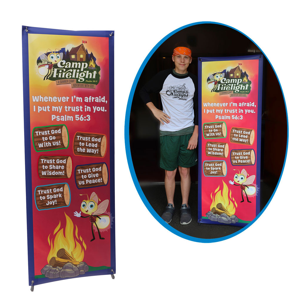 VBS Theme Banner Poly Camp Firelight VBS 2024 by Cokesbury
