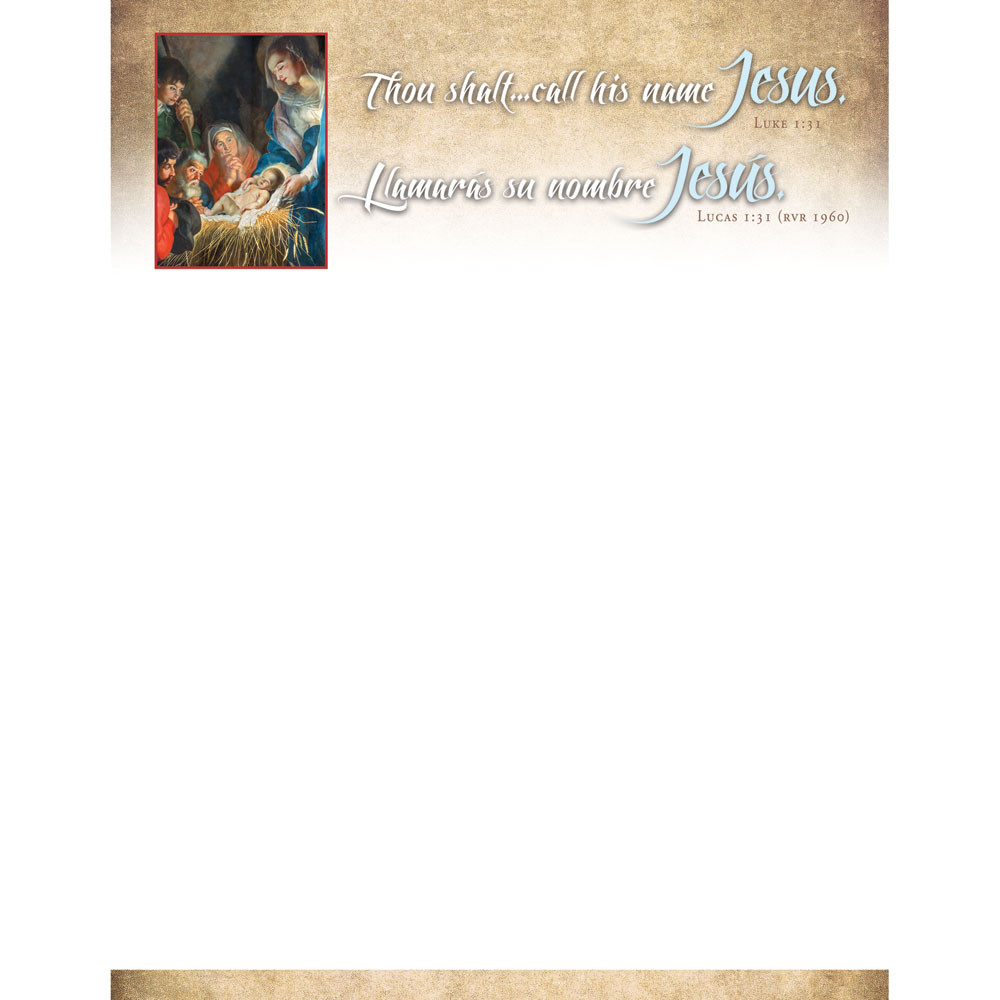 Letterhead - Christmas - Bilingual - Call His Name JESUS (Pack of 100)