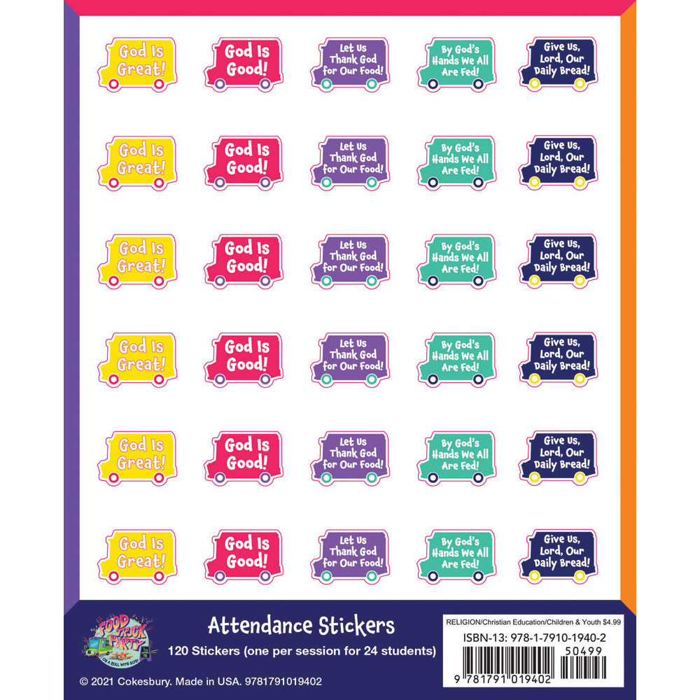 Attendance Stickers - Pack of 24 - Food Truck Party VBS 2022 by Cokesbury