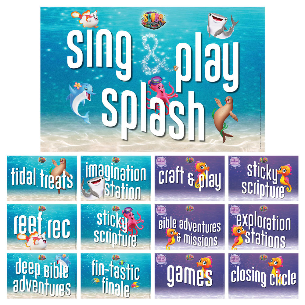 Station Sign Posters (set of 13) (11"x17") - Scuba VBS 2024 by Group
