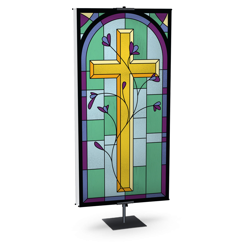 Church Banner - Cross - Stained Glass Easter
