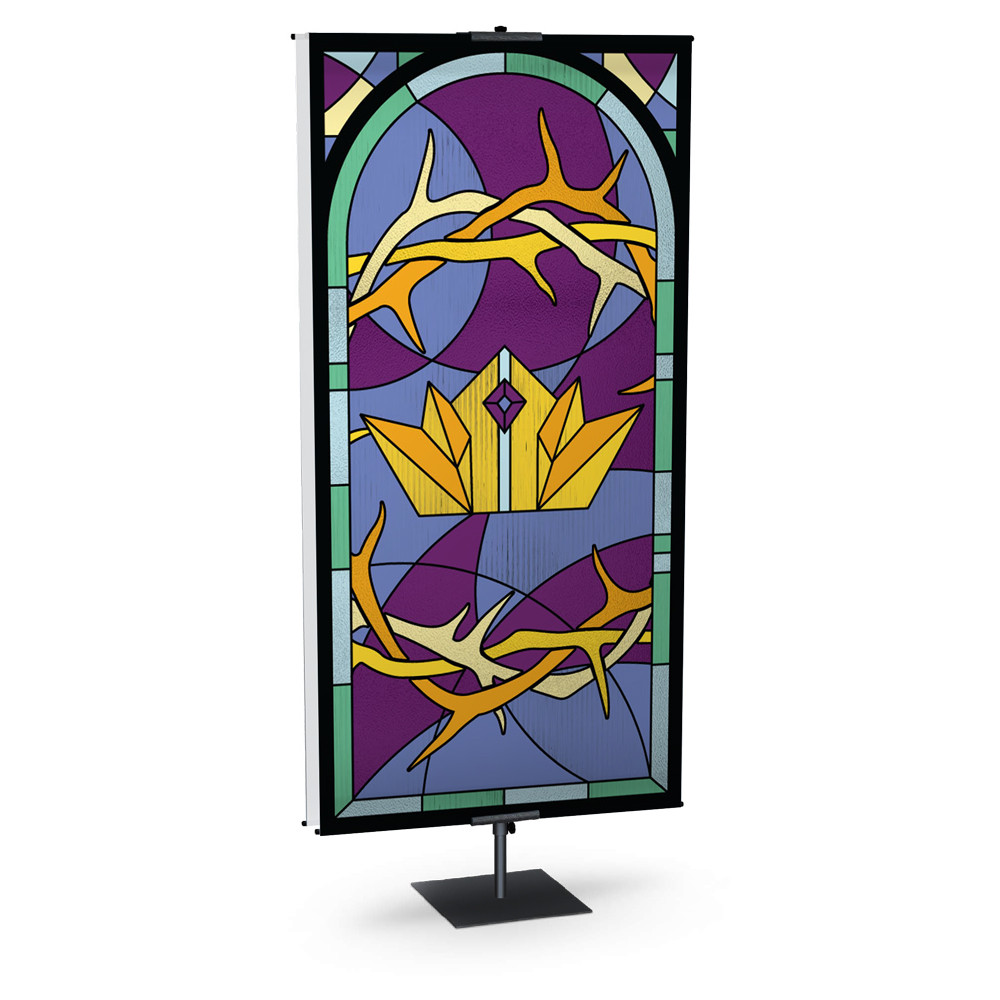 Church Banner - Gold Crown of Thorns - Stained Glass Easter