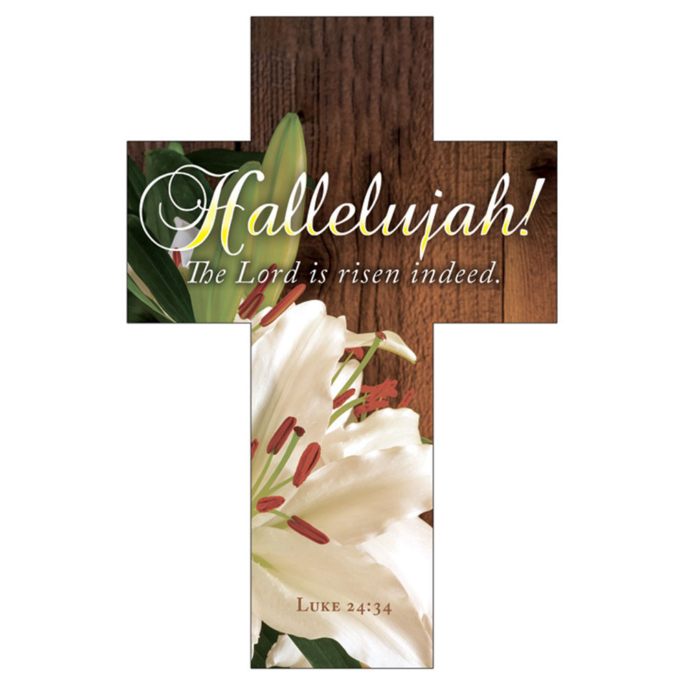 Bookmark - Cross - Hallelujah Lily - Luke 24:34 KJV - H4191BC