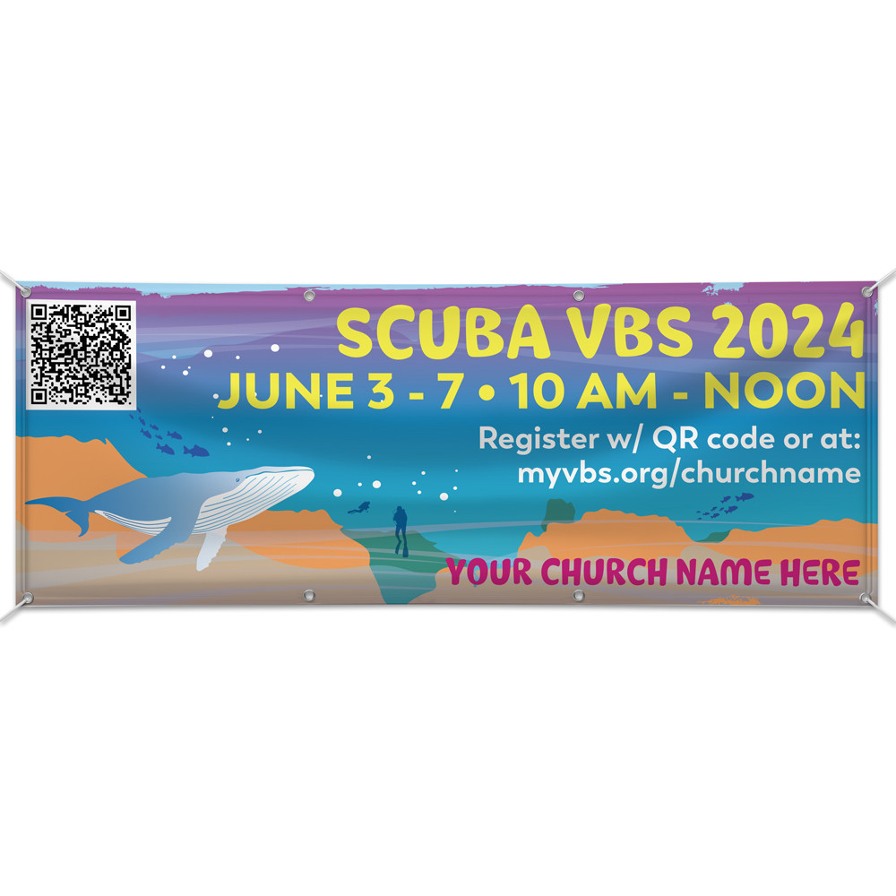 Easy Custom Outdoor Vinyl Banner - Personalize in Real Time - Scuba VBS - BSCU001