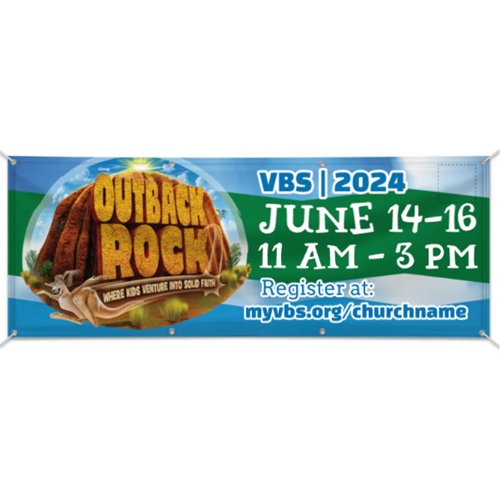 Easy Custom Outdoor Vinyl Banner - Personalize in Real Time - Outback Rock VBS - BOBR001