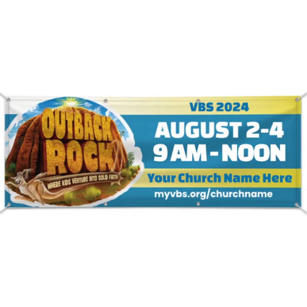 Easy Custom Outdoor Vinyl Banner - Personalize in Real Time - Outback Rock VBS - BOBR002