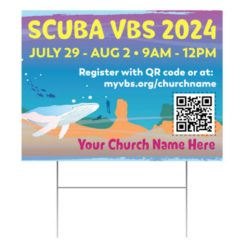 Easy Custom Outdoor Yard Sign - Personalize in Real Time - Scuba VBS - YSCU001