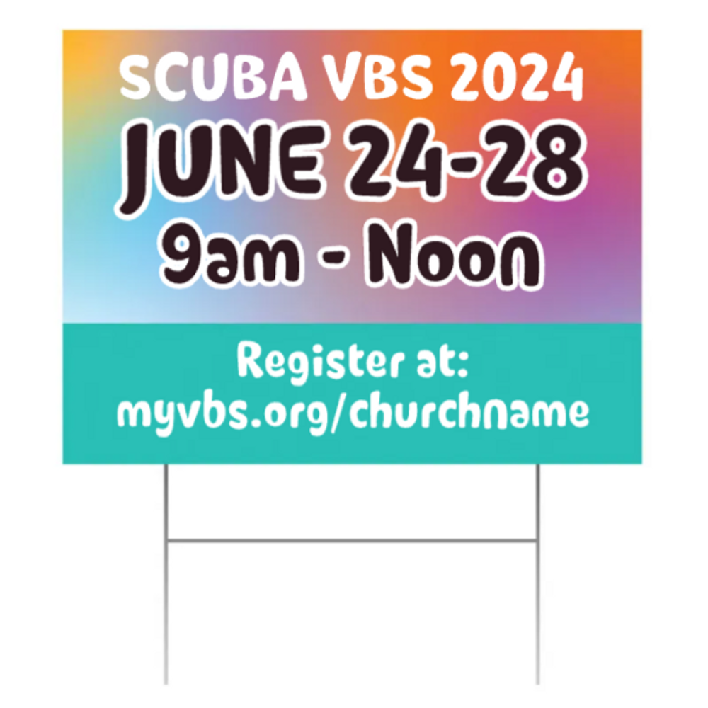 Easy Custom Outdoor Yard Sign - Personalize in Real Time - Scuba VBS - YSCU002