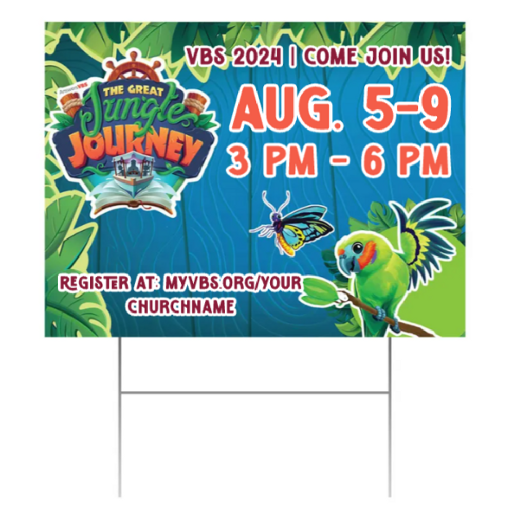 Easy Custom Outdoor Yard Sign - Personalize in Real Time - Jungle Journey VBS - YGJJ003