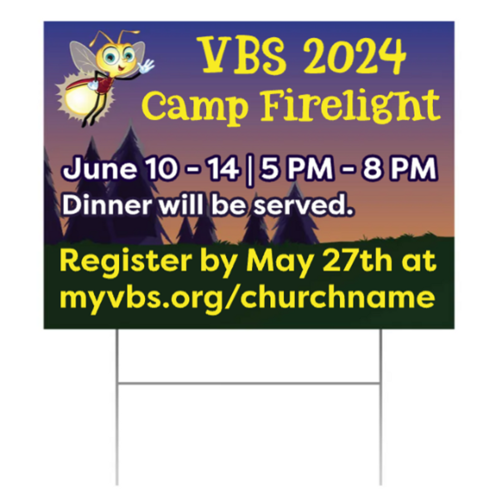 Easy Custom Outdoor Yard Sign - Personalize in Real Time - Camp Firelight VBS - YCFL001