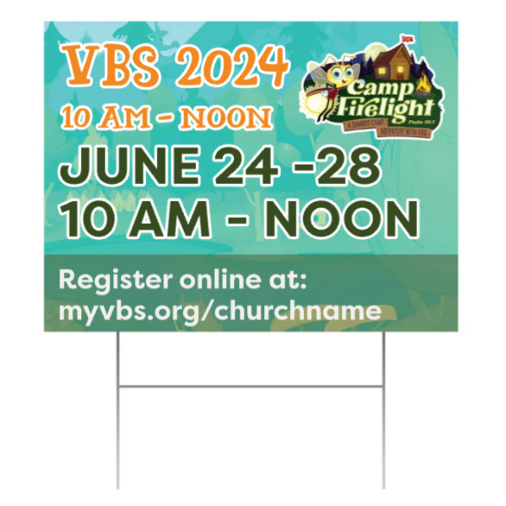 Easy Custom Outdoor Yard Sign - Personalize in Real Time - Camp Firelight VBS - YCFL002