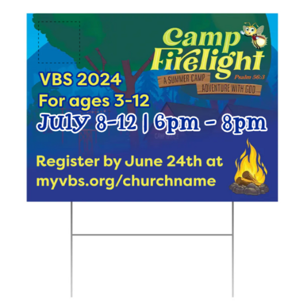 Easy Custom Outdoor Yard Sign - Personalize in Real Time - Camp Firelight VBS - YCFL003