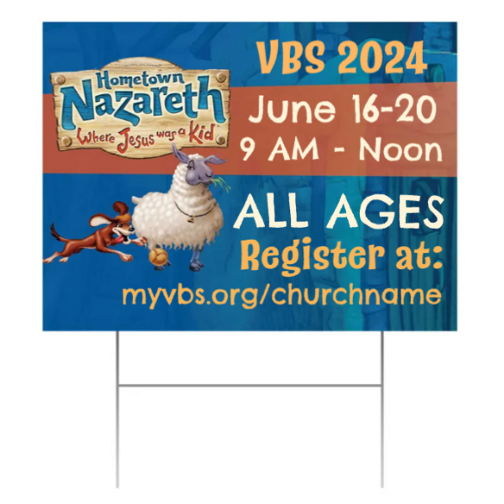 Easy Custom Outdoor Yard Sign - Personalize in Real Time - Hometown Nazareth VBS - YNAZ001