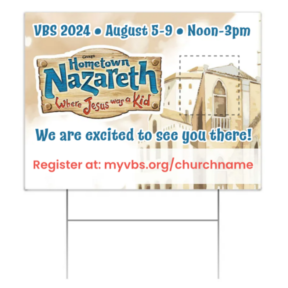 Easy Custom Outdoor Yard Sign - Personalize in Real Time - Hometown Nazareth VBS - YNAZ002