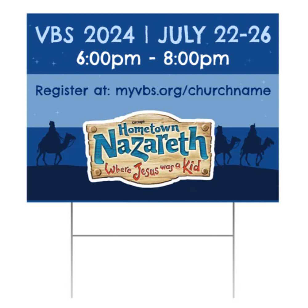 Easy Custom Outdoor Yard Sign - Personalize in Real Time - Hometown Nazareth VBS - YNAZ003