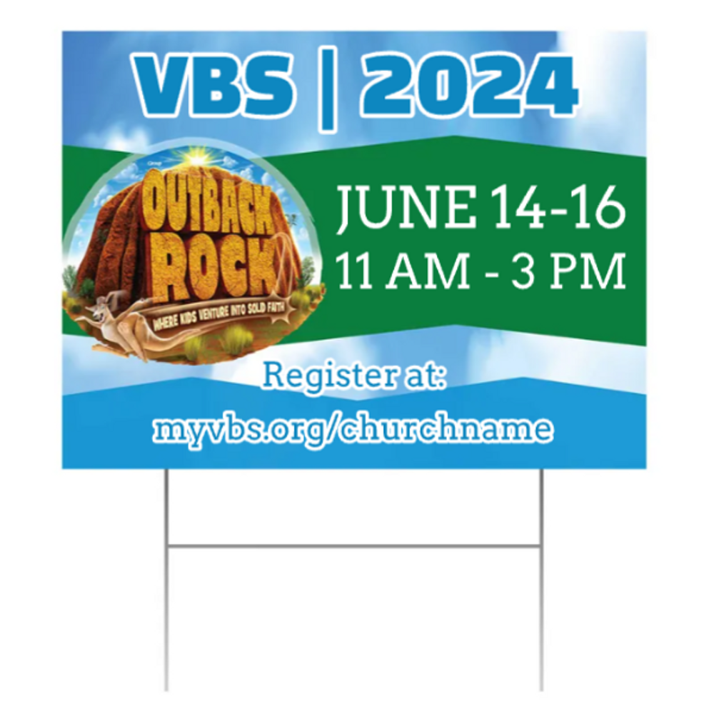 Easy Custom Outdoor Yard Sign - Personalize in Real Time - Outback Rock VBS - YOBR001