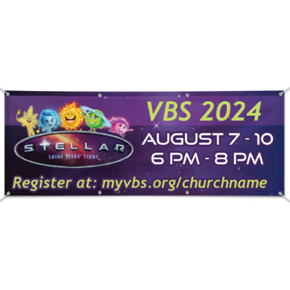 Easy Custom Outdoor Vinyl Banner - Personalize in Real Time - Stellar VBS - BSTE0011