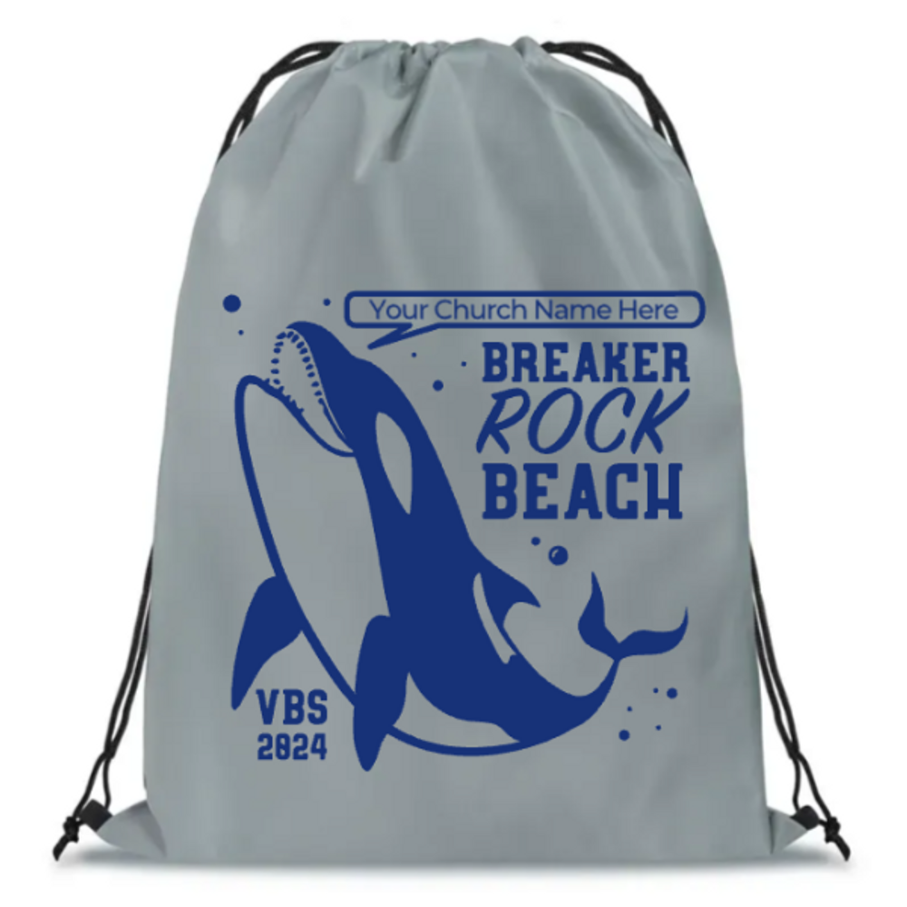 Easy Custom VBS Drawstring Bag - Personalize in Real Time - Breaker Rock Beach VBS - DBRB031