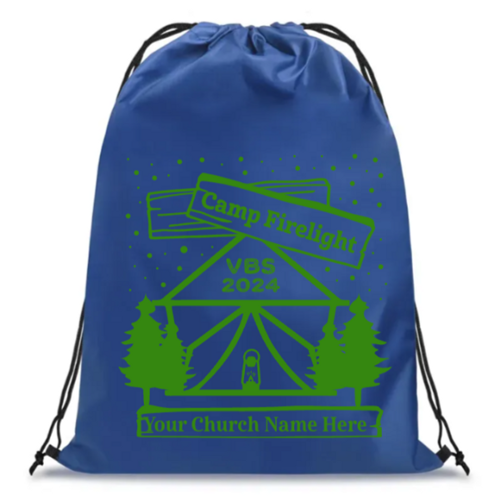 Easy Custom VBS Drawstring Bag - Personalize in Real Time - Camp Firelight VBS - DCFL031