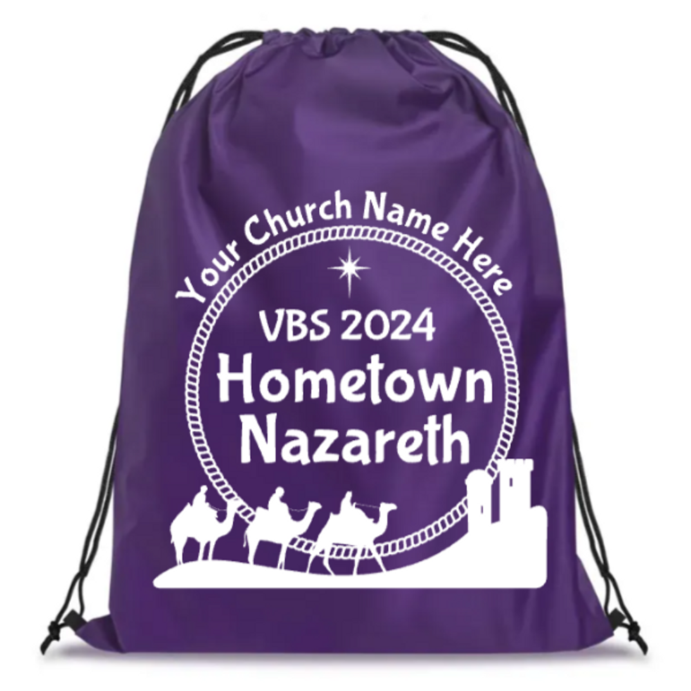 Easy Custom VBS Drawstring Bag - Personalize in Real Time - Hometown Nazareth VBS - DNAZ031