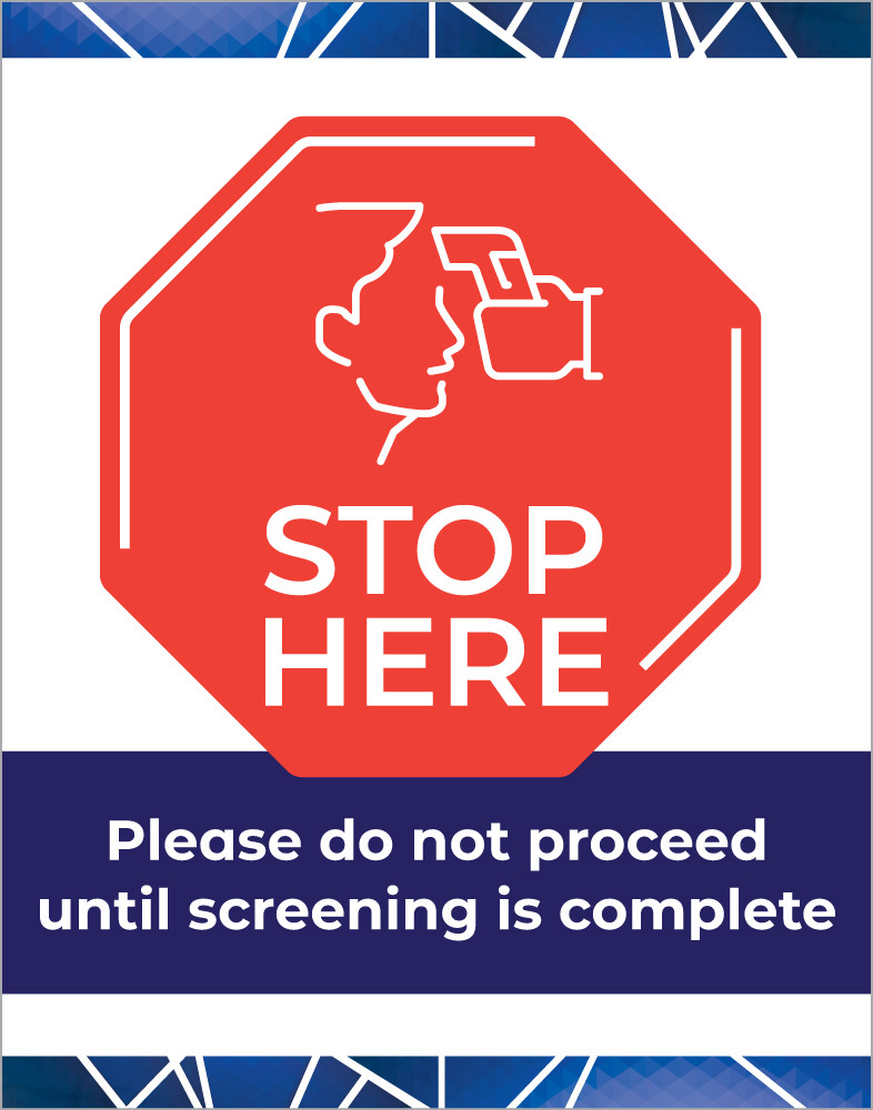 Poster Signs - Stop Here Temperature Screening - 22" x 28"