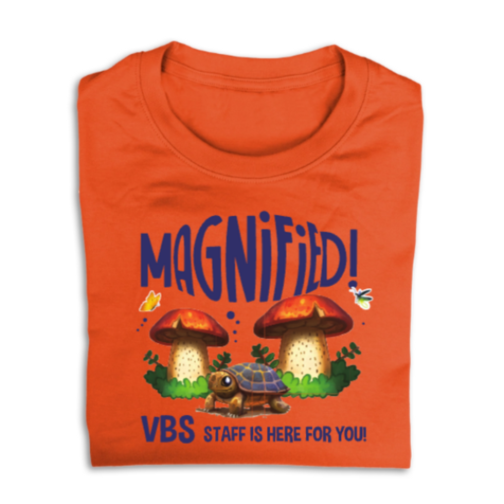 Magnified! VBS Custom T-Shirt - Full Color Design with Tiny Turtle - Staff Tee