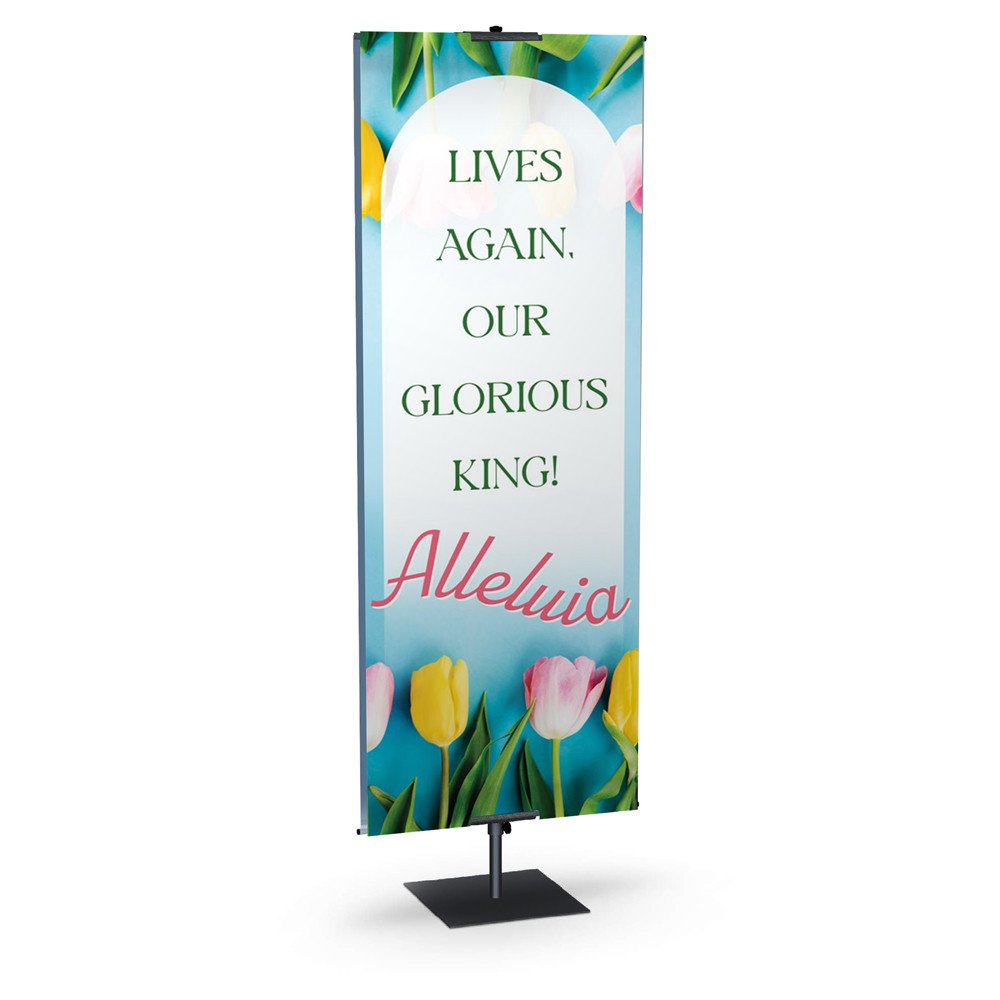 Church Banners - Spring Flowers Easter - Lives Again