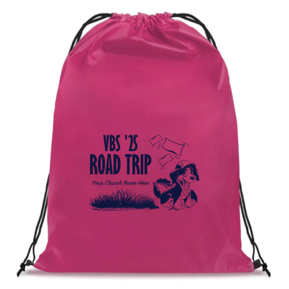 Easy Custom VBS Drawstring Bag - Personalize in Real Time - Road Trip VBS - DROA051