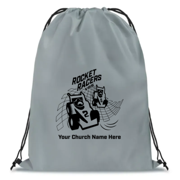 Easy Custom VBS Drawstring Bag - Personalize in Real Time - Rocket Racers VBS - DRRA031