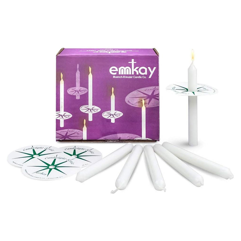 Candlelight Service Set - 5" Candles & Paper Drip Protectors (Set of 50) by Emkay