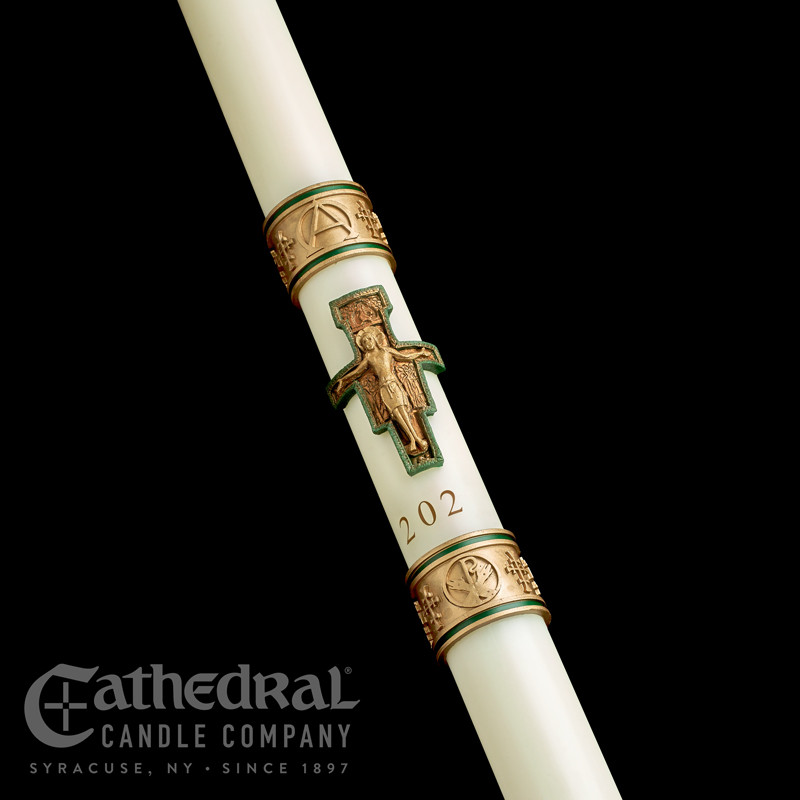 Cross of St. Francis SculptWax Paschal Candle - 51% Beeswax