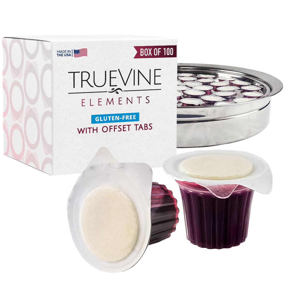 TrueVine Elements Cup - Prefilled Communion Cup Juice and Gluten-free Wafer Set (Box of 100)