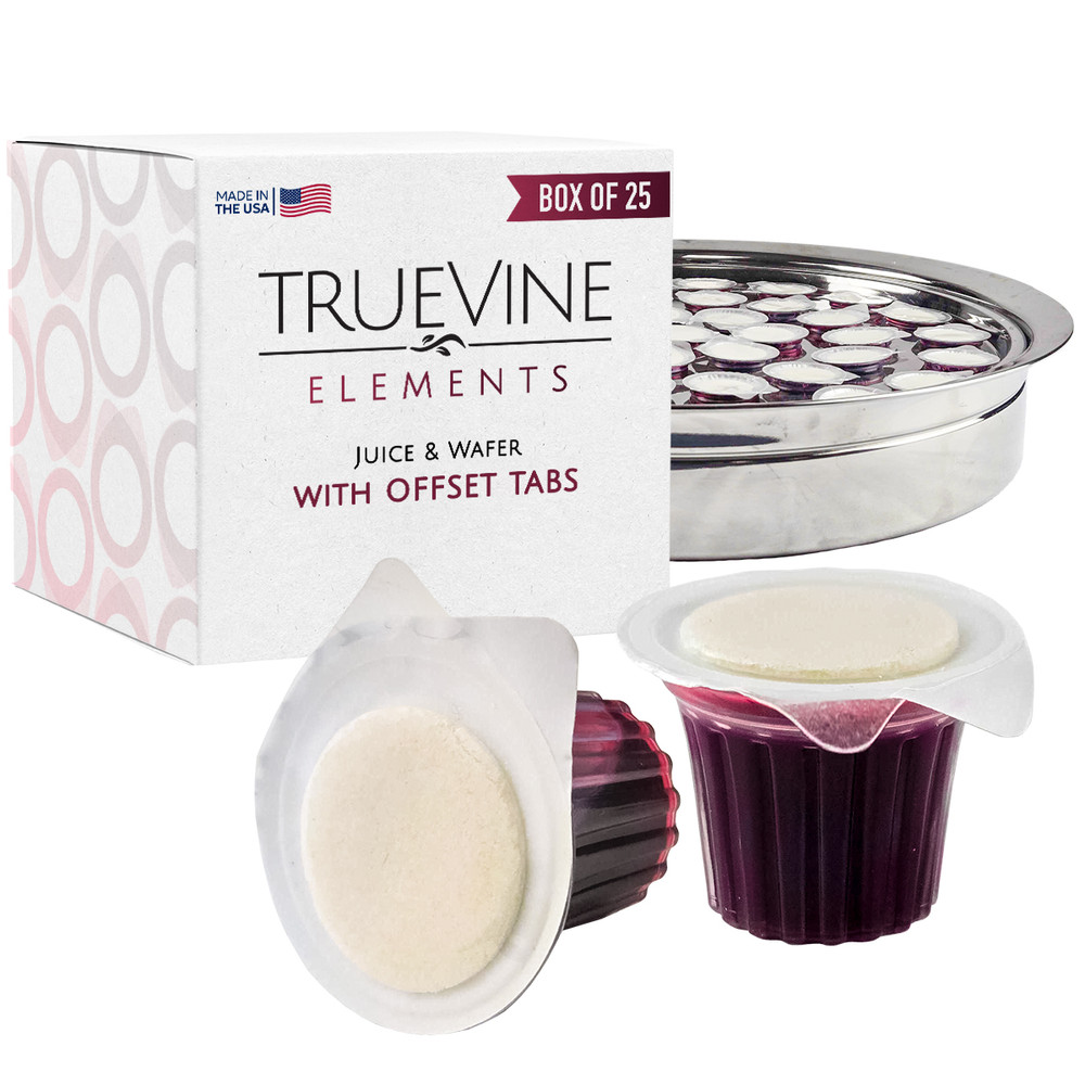 TrueVine Elements Cup - Prefilled Communion Cup Juice and Wafer Set (Box of 25)