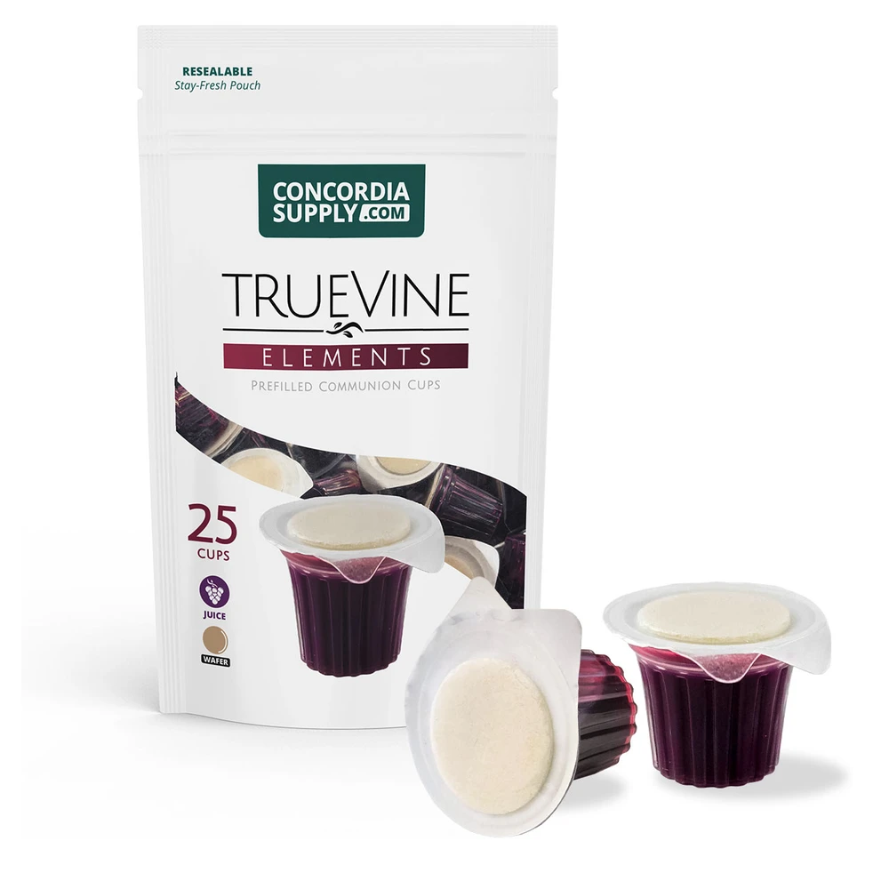 TrueVine Elements Cup - Prefilled Communion Cup Juice and Wafer Set (Box of 25)