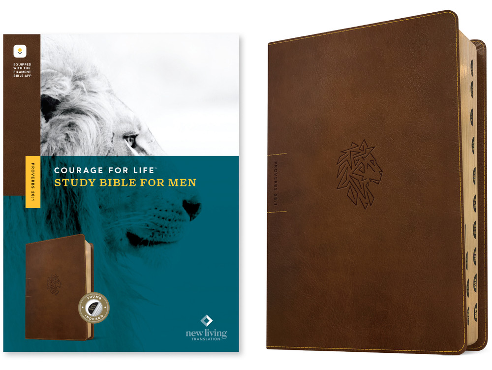 NLT Courage For Life Study Bible for Men, Filament Enabled Edition - Rustic Brown Lion, LL Indexed