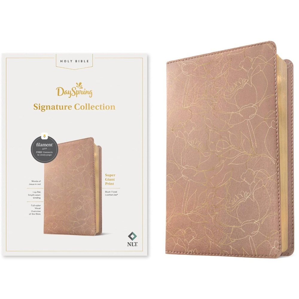 NLT Super Giant Print Bible, Filament Enabled (Imitation Leather, Blush Floral) - Bulk Case of 8