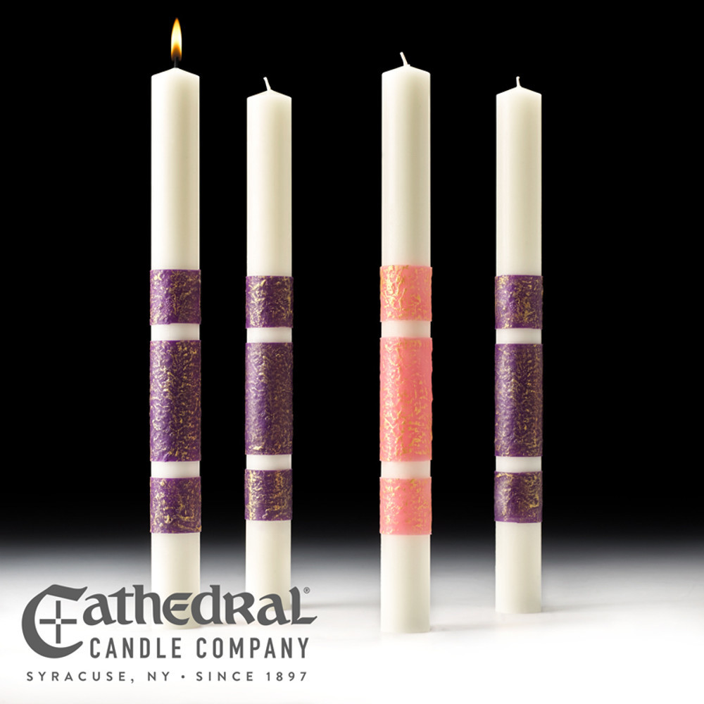 ArtisanWax Advent Pillar Candle Set - 3" x 18" 51% Beeswax (3 Purple, 1 Rose) - Cathedral Candles