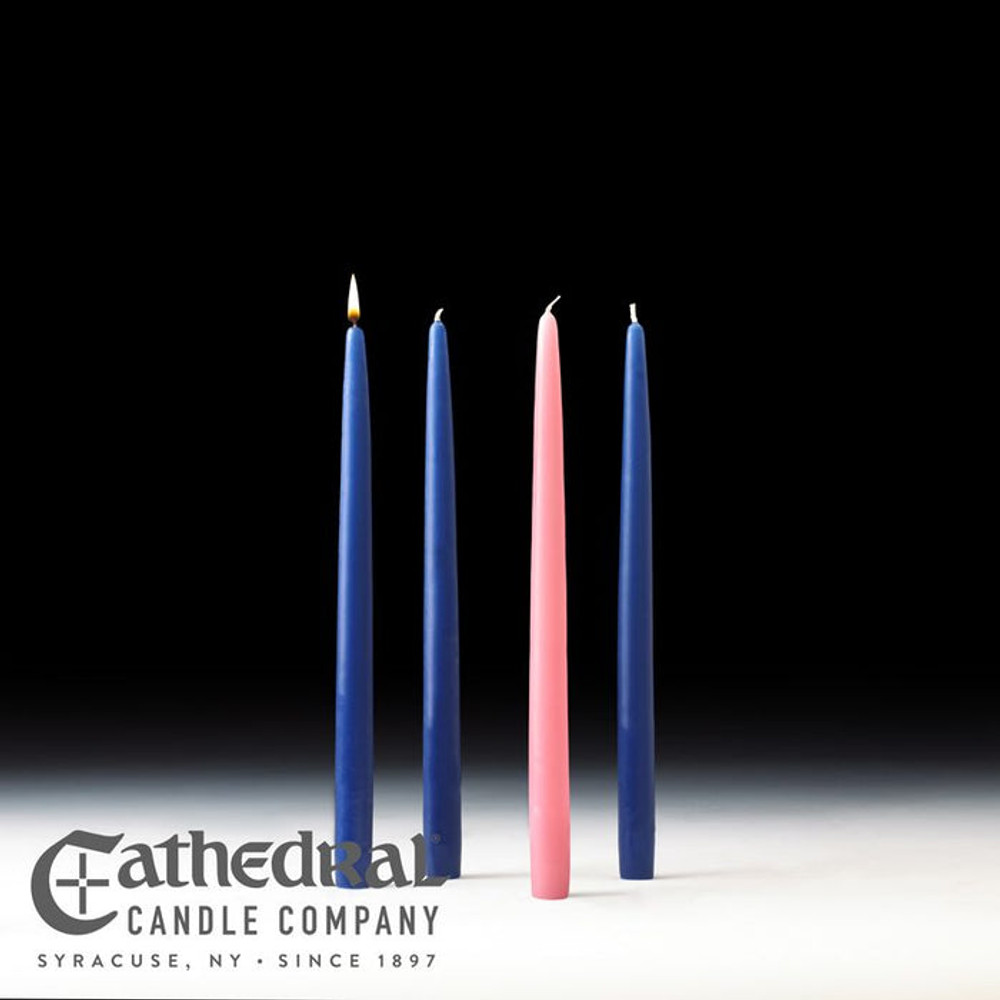 Advent Taper Candles - 12" Stearine (3 Blue, 1 Rose) - Cathedral Candles