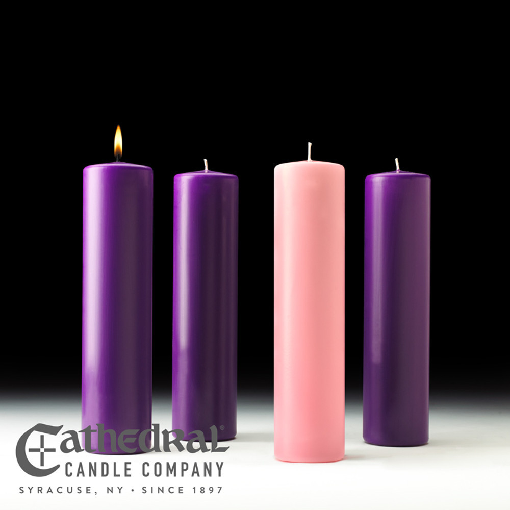 Advent Candle Set - 51% Beeswax 3" x 18" (3 Purple, 1 Rose) - Cathedral Candles