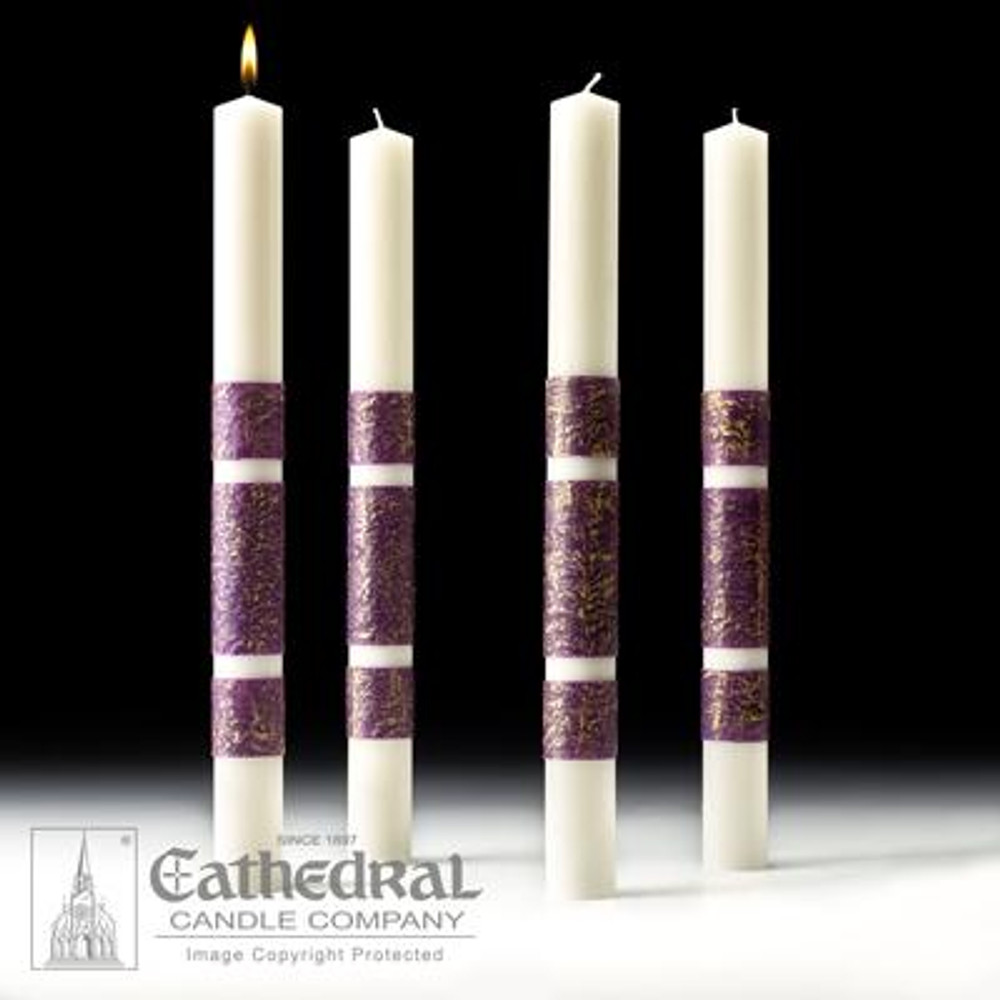 ArtisanWax Advent Pillar Candle Set - 2-1/2" x 18" 51% Beeswax (4 Purple) - Cathedral Candles