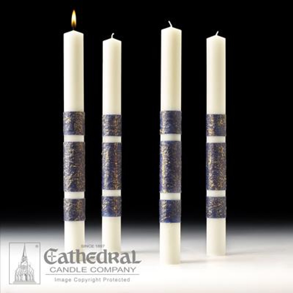ArtisanWax Advent Pillar Candle Set - 2" x 24" 51% Beeswax (4 Sarum Blue) - Cathedral Candles