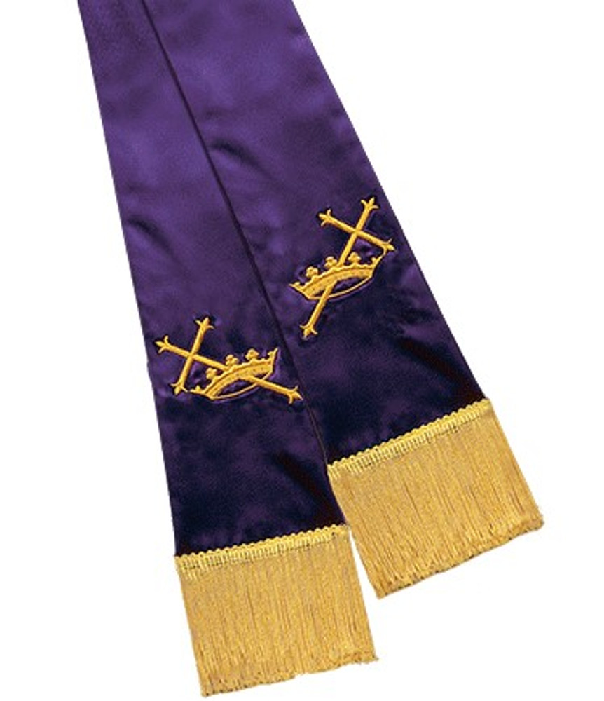 Empress Satin Clergy Stole - Purple/Symbol
